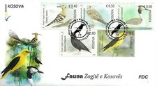 Kosovo Stamps 2018. Fauna: Birds. Falco, Upupa, Sturnus, Oriolus. FDC Set MNH