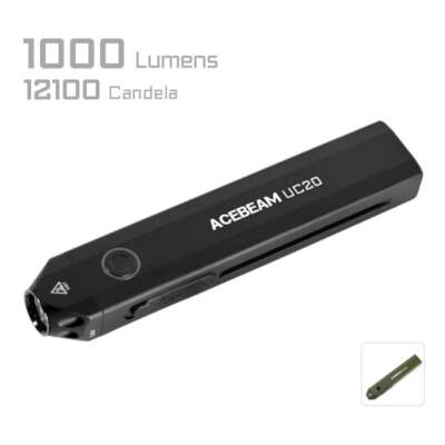 Acebeam UC20 1000 Lumen Flat Flashlight Luminus HI 6500K LED w/ Red Light & UV