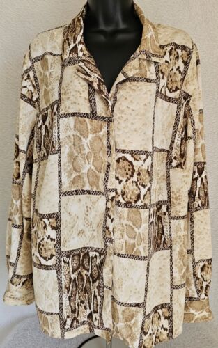 Alfred Dunner Womens Shirt Top Blouse Size 18W Animal Prints