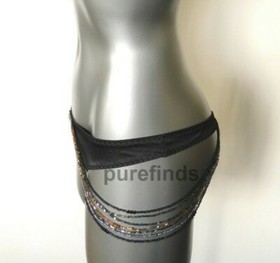 AGENT PROVOCATEUR SOIREE LIDIJA SILK THONG AP1 UK 6 in black RRP &pound;295 NWT