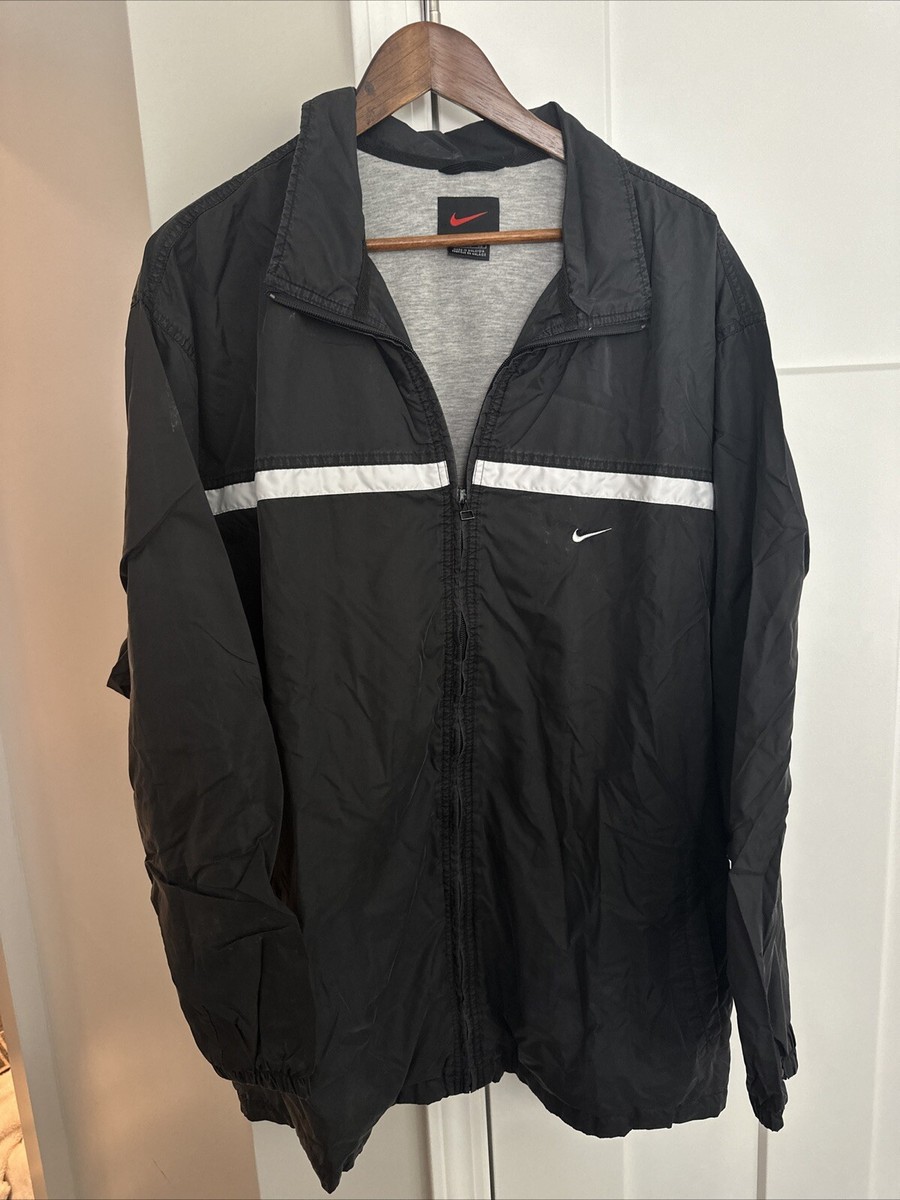 Vintage Nike Jacket Adult XL Lined Black Swoosh Track Windbreaker