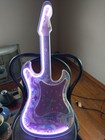 Vintage Guitar Shaped "Neon Look" Lighted Pink Wall Clock 29" x 12"