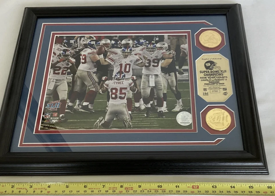 PLACA MOEDA/FOTO HIGHLAND MINT NEW YORK NY GIANTS CHAMPIONS SUPER BOWL XLll - Imagem 4 de 4