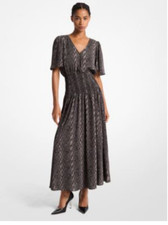 Michael Kors Snake Print Crepe Midi Dress