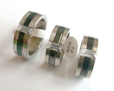 BAGUE ANNEAU FEMME HOMME ADO ACIER NEUVE PIERRE ZIRCONIUM ZIRCON