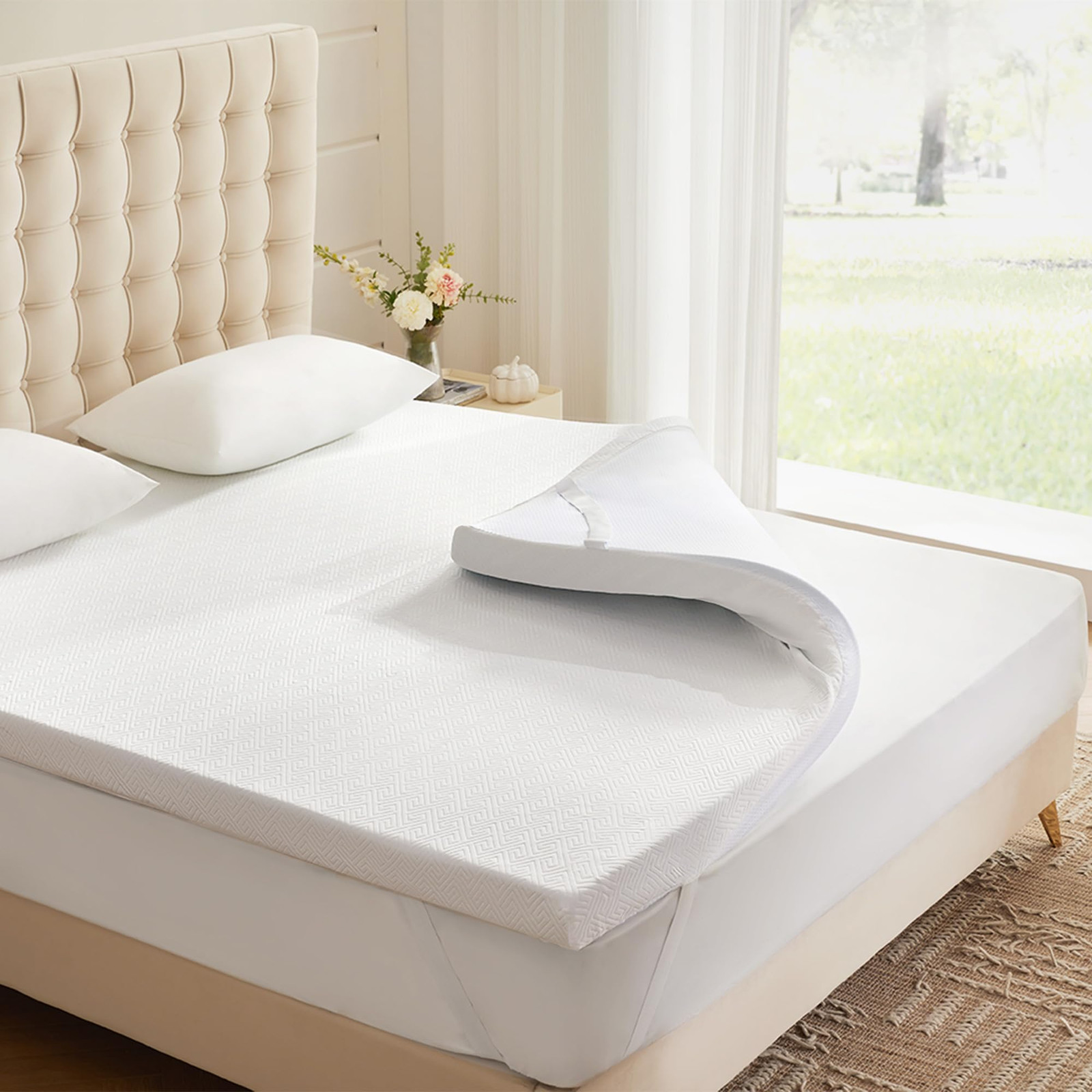 Eiayeebil 3 Inch Memory Foam Mattress Topper Full, Memory Foam Pad with Remov...