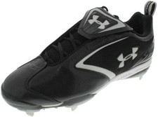 NIB Under Armour Metal Bomber Low ST Black/Silver 13M Mens Baseball Cleats
