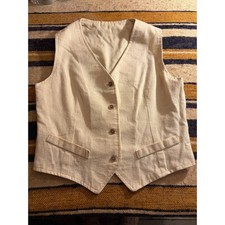 VTG Kids Cream Button Front Formal Waistcoat Vest V-Neck Retro Cottage Coquette