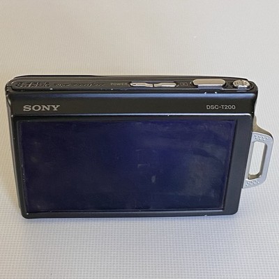 Sony Cyber Shot DSC-T200 8.1MP Digital Camera Black w/Battery