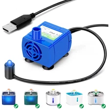 Water Pump Pet Cat Water Fountain Pump with LED Light - Replacement Motor for Ca