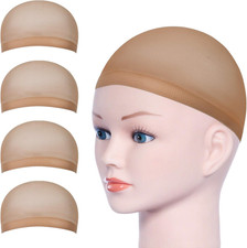 Wig Caps, 4 Pcs Stretchy Nylon Stocking Wig Cap Ultra Thin, Unisex Nude Wig Cap