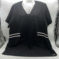 Greys Anatomy Barco Active Black w/White Scrub Top w/Multiple Pockets-Size 2XL