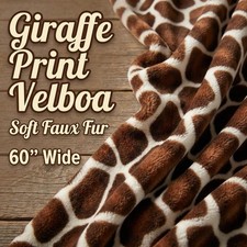 Giraffe Print Velboa Fabric Faux Fur 60 Inch Wide Soft Animal Print