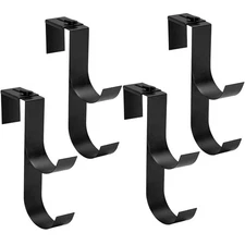 4 Pcs Adjustable Pool Fence Hooks for Pool Equipment, Black Heavy Duty Fence ...