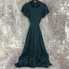 NEW Lulus Size XXS Cutout Flared Maxi Dress Green Short Sleeve Zip Lined NWT