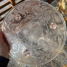 Vintage Pink Depression Glass Thistle Rose Footed Cake Plate 9.5 inches