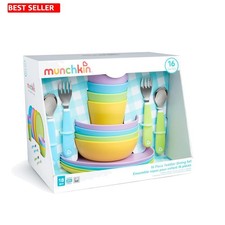 Baby Toddler Feeding Supplies Set 16 Pc Plates Bowls Cups Utensils Kit