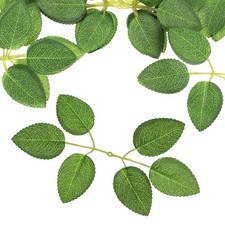 Artificial Green Leaves 80 Pcs Greenery Fake Rose Flower Leaves Bouquet Garla...