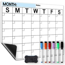 Dry Erase Magnetic Calendar for Refrigerator - Monthly Planner Magnet Whitebo...