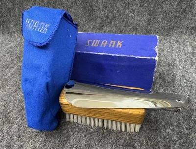 Vintage SWANK Telescopic Shoe Horn / Wooden Clothes Brush in Original Box