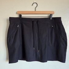 Tek Gear Athletic Drawstring Skort Black Size Womens XL Zip Pockets Tennis Golf