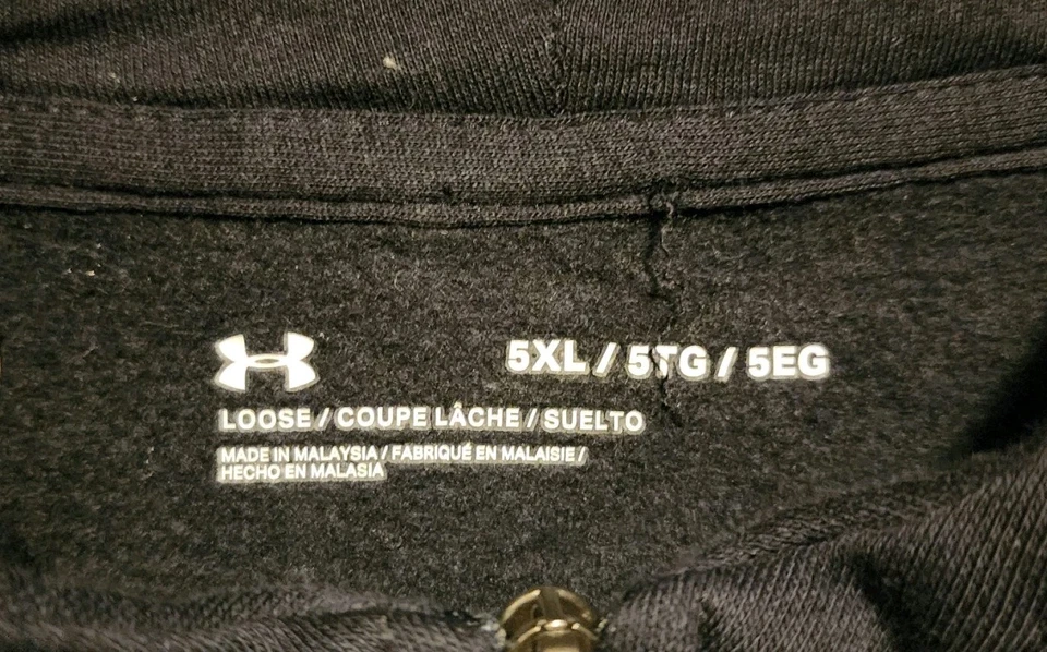 Under Armour Hombres 5XL Negro Rival Polar Cremallera Completa Cordón Sudadera con Capucha 1359028 Foto 4 de 4