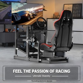 Marada 4080 Aluminum Racing Game Cockpit With Red Seat&TV Stand Fit LogitechG923
