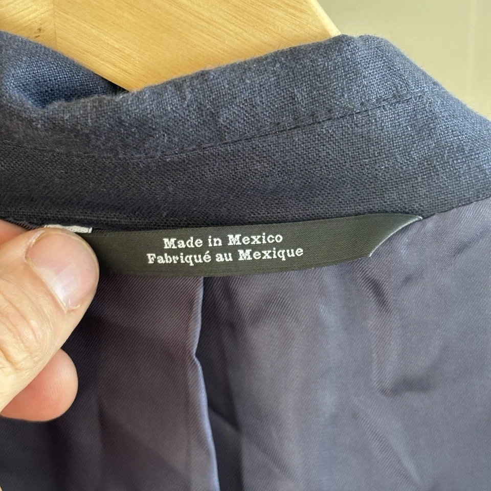 Nordstrom 男式商店 46L 海军蓝 Solbiati 亚麻安静豪华运动外套西装外套 — 第 3/4 张图片