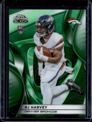 2025 Topps Chrome Black RJ Harvey RC Green Refractor Rookie #/99 Broncos