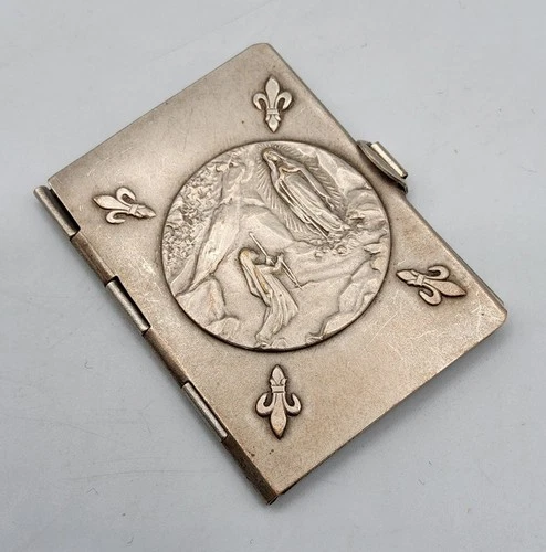 Silver Metal Ball Notebook Souvenir of Notre-Dame de Lourdes Art Nouveau