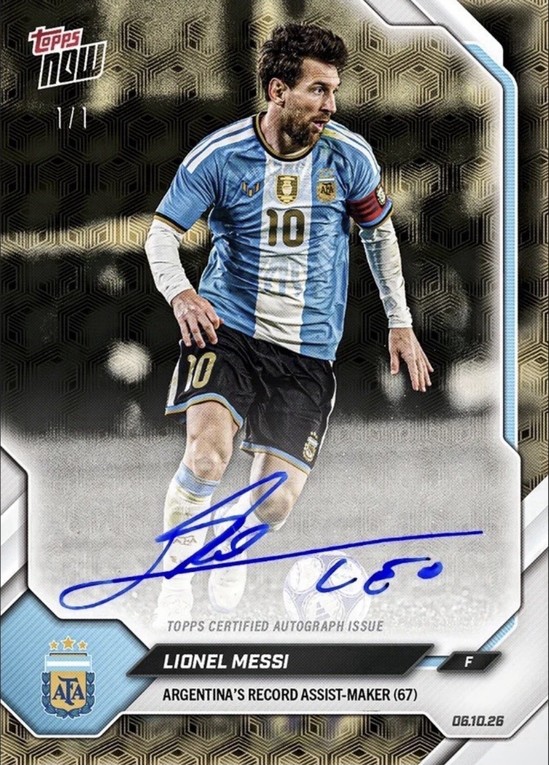 Lionel Messi 2026 Topps NOW -Final Farewell Presale Chance 1/1 Auto -  view 3