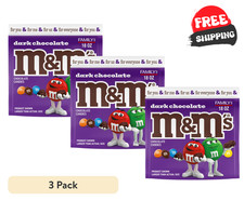  3 Pack New M M's 50 Sealed Dark Chocolate Candy - 18 oz Bag Free shipping  