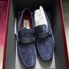 Salvatore Ferragamo Men s Blue Suede Slip-On ...