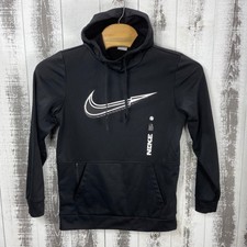 Nike Therma-FIT Pullover Hoodie Black Graphic Swoosh Logo Men's Size Small