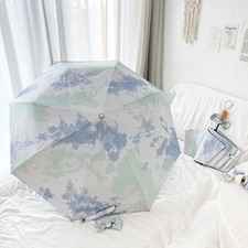 Small Three Fold Sun Umbrella Vinyl Sun Protection Manual Folding Umbrella Sun R