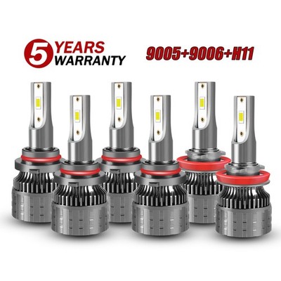 For Mitsubishi Lance 2008-2017 COMBO 9005+9006 LED Headlight H11 Fog Light Bulbs
