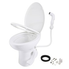 SEAFLO Ceramic Residential Height Camper/RV Toilet with Sprayer Attachment