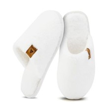 Slippers for Women Plush Memory Foam House Slippers Closed Toe 9-10 White