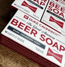Set Of 5 Duke Cannon The Great American BEER SOAP Budweiser Cedarwood 10oz Each