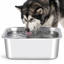 1.2 Gallons Dog Water Bowl Stainless Steel Dog Food Bowl Outdoor Travel Bowl ...