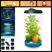 3-Gallon LED Aquarium with 7 Color Lighting Power Filter, Impact-Resistant, Fi