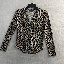 Inc International Concepts Womans Blouse Top Beige Animal Print Petites Small