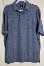 FootJoy Shirt Mens Medium Heathered Gray Blue Short Sleeve Golf Polo Performance