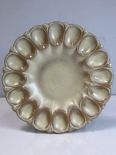 Frankoma Pottery 16 Egg Plate #819  Brown 11.5"