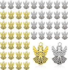 50PCS Metal Angel Charms for Jewelry Making, Alloy Antique Wing Beads...