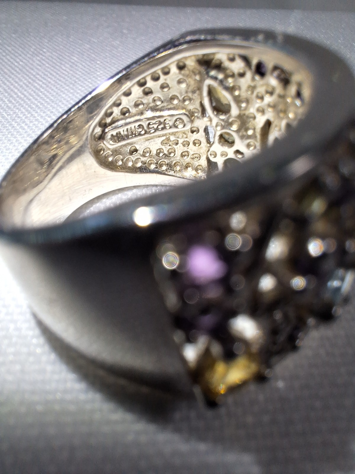 925 Silver Multi Gemstone Ring Size 7 - image 7