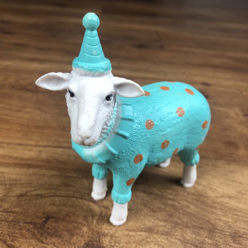 Ankyo Party Sheep Aqua Hat Polka Dot Sweater Cake Topper Toy Figure *READ