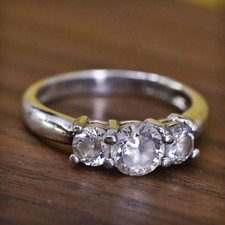 Size 7, vintage Sterling silver 925 engagement ring with cz