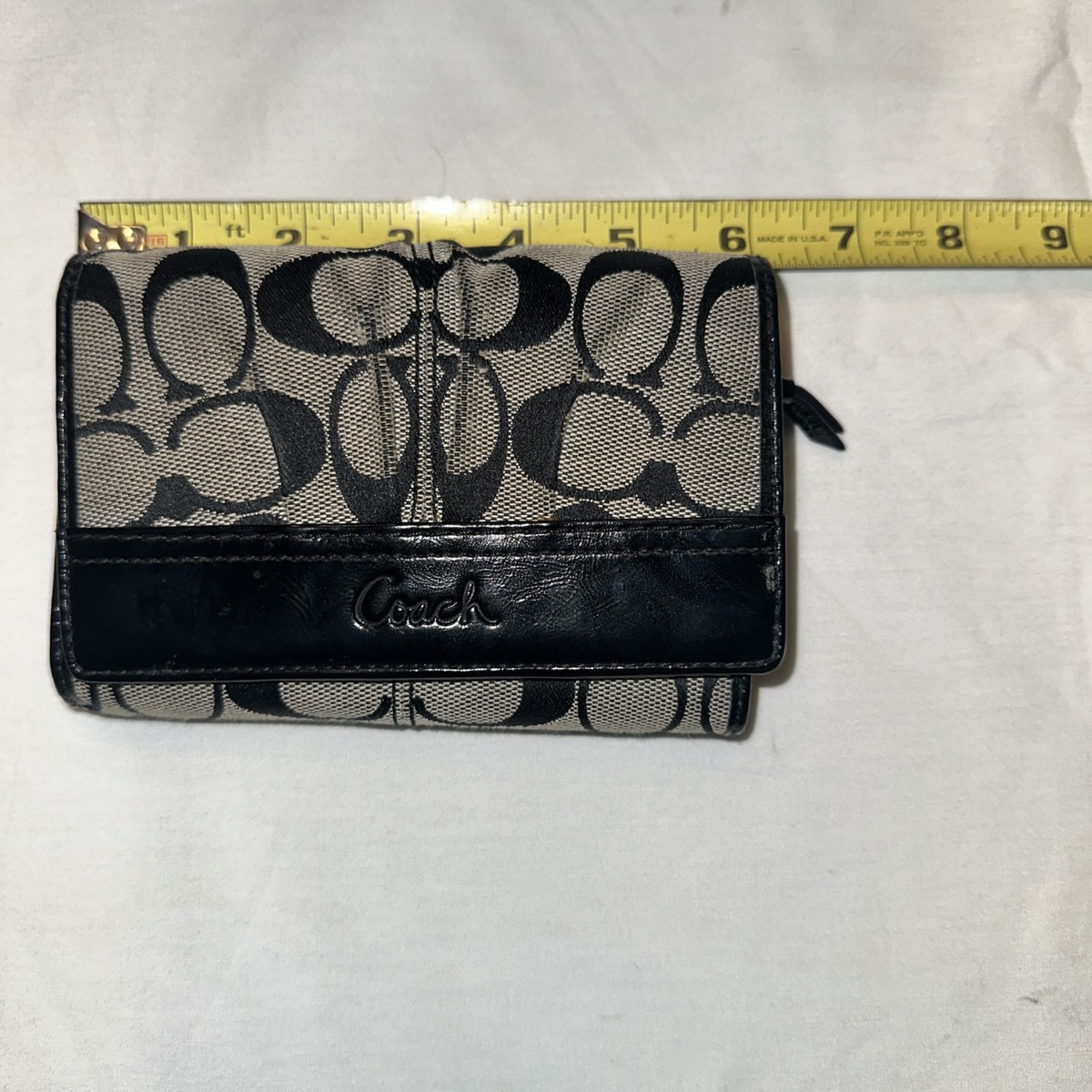 Coach Soho Black Pleated Leather Signature Canvas Wallet | eBay