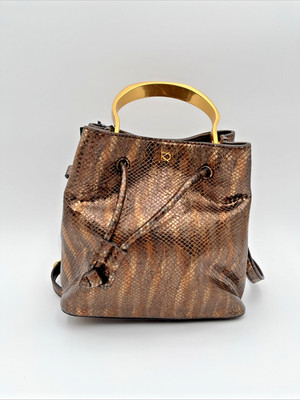 Donna Karan New York Lawrence Metallic Snake Top Handle Bucket Bag - Snake Gold